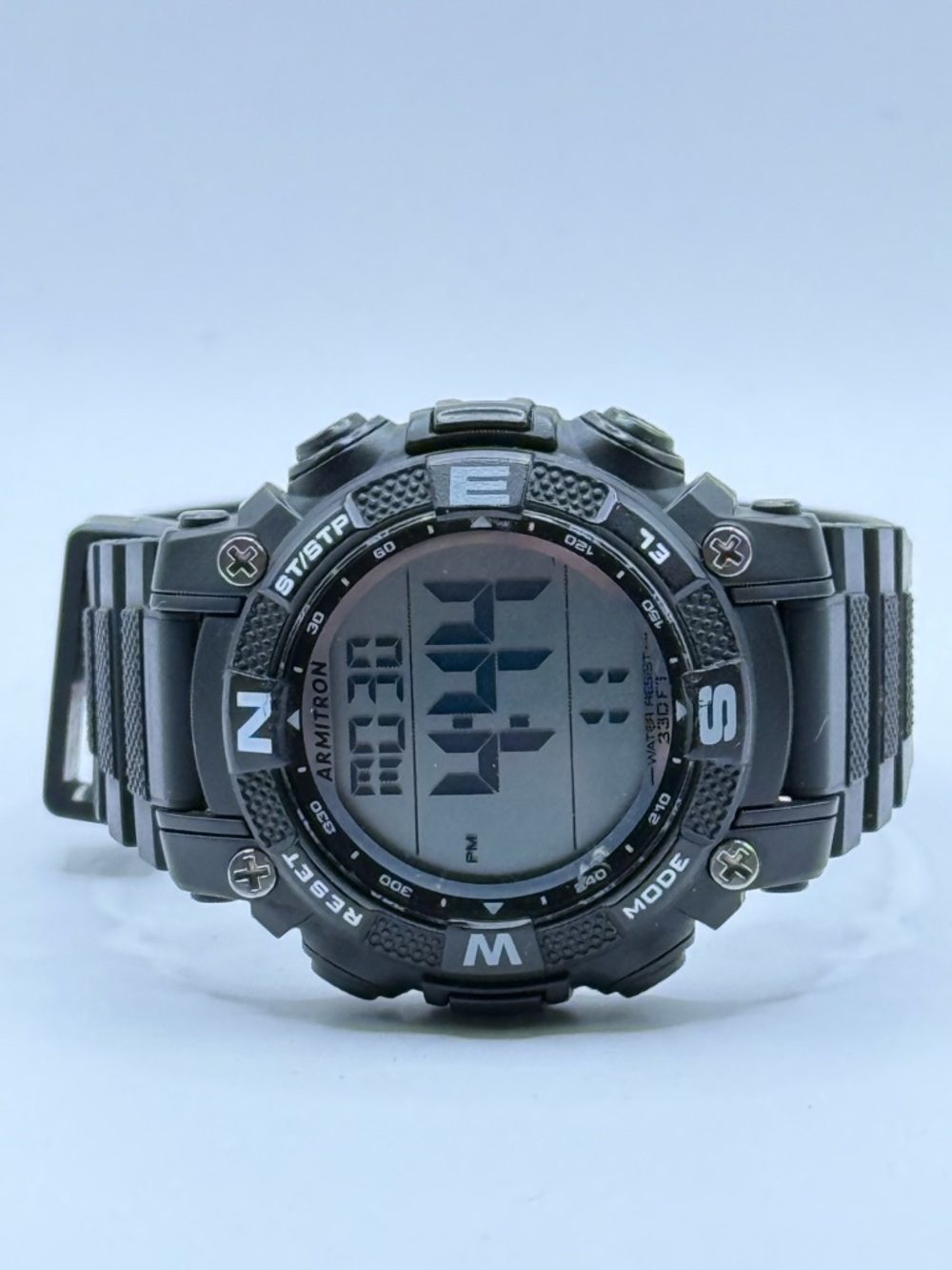 ARMITRON MENS PRO SPORT CHRONOGRAPH BLACK RESIN STRAP WATCH 40mm